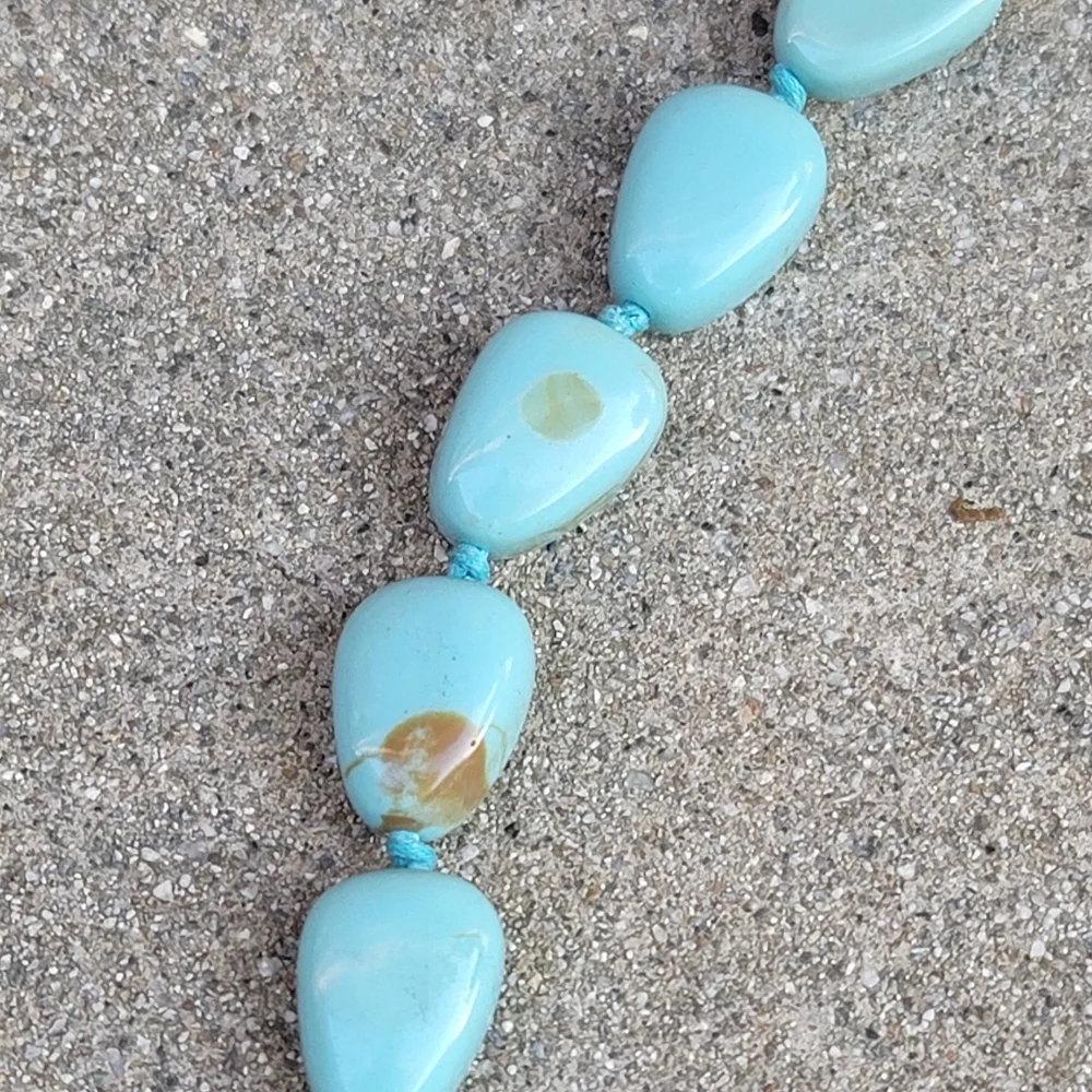 Vtg 26" Faux Turquoise Chunky Necklace - Picture 5 of 7